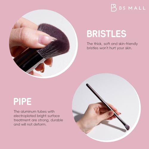 BS-MALL 14 Pcs Professional Makeup Brushes Set with Travel-friendly Case - Perfect for Eyeshadow Brush & Foundation Brush for Liquid Makeup - Gift for Daily Use & Multi Purpose Application - color: Coffee