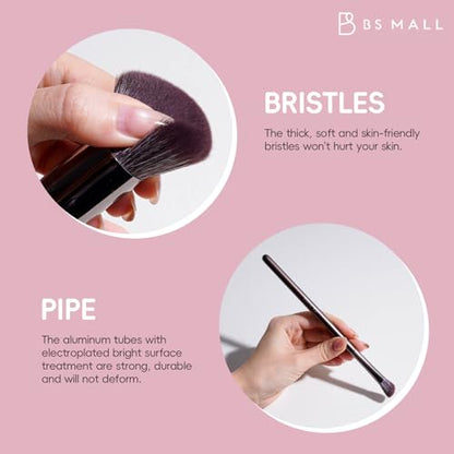 BS-MALL 14 Pcs Professional Makeup Brushes Set with Travel-friendly Case - Perfect for Eyeshadow Brush & Foundation Brush for Liquid Makeup - Gift for Daily Use & Multi Purpose Application - color: Coffee