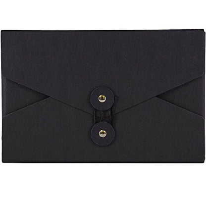 JAM PAPER Kraft Portfolio with Button and String Tie Closure - Video Size - 5 1/2 x 8 1/2 x 1 - Black Recycled - Sold Individually - color: Black Recycled, size: Video Size (5 1/2" x 8 1/2" x 1")