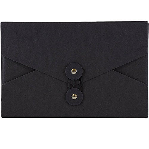 JAM PAPER Kraft Portfolio with Button and String Tie Closure - Video Size - 5 1/2 x 8 1/2 x 1 - Black Recycled - Sold Individually - color: Black Recycled, size: Video Size (5 1/2" x 8 1/2" x 1")