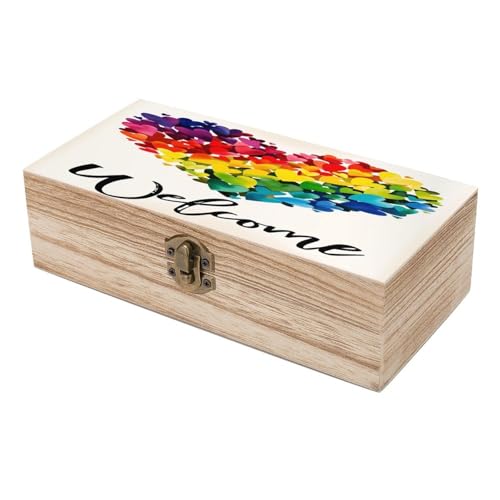 Peace And Love Pride Rainbow Jewelry Box Wooden Rustic Multi-Purpose Organizer with Front Clasp for Jewelry, Crafts, Accessories & Small Items - color: style-7