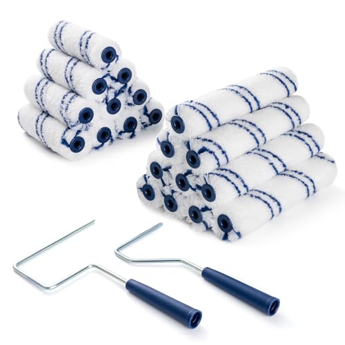 20 Pack Microfiber Paint Roller, 4 Inch and 6 Inch, Small Paint Roller Covers with 2Pcs Anti Rust Metal Roller Frames, Mini Paint Rollers for House Painting, Wall Painting Tool - size: 4&6 Inch Paint Roller Kit, 20 Pack