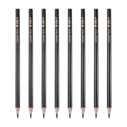 MECCANIXITY 8 PCS Colored Pencils Set, Wooden Oil Based Colored Drawing Pencils for Artists Art Supplies for Teens Adults, Black - color: Black
