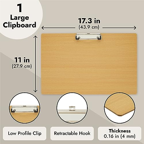 Juvale Wooden Clipboard - 11.5 x 17 in, Natural Wood - Lap Board & Lap Easel - Legal Size Clipboard for Forms - Portable Drawing Board - size: 11.5-x-17-inch
