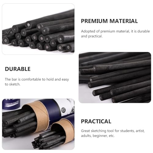 25pcs Willow Sketch Charcoal Sticks 7-9mm Drawing Supplies for Artists and Beginners, Natural Vine Charcoal Bars for Sketching, Shading, and Fine Art Drawing