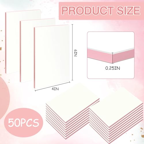 Frienda 50 Pack Rubber Carving Blocks 4 x 6 Inch, Rubber Stamp Carving Blocks for Printmaking, Printing, DIY Craft Project, Soft Block Stamp for Beginners and Professional (White & Pink) - color: White & Pink