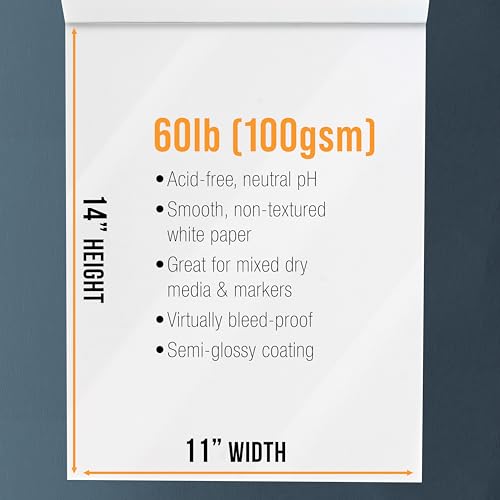 U.S. Art Supply 11’ x 14" Premium Manga Marker Paper Pad (2 Pack, 48 Sheets Total) - 60lb (100gsm) Drawing Sketchbook for Alcohol & Acrylic Paint Markers - size: 11" x 14"