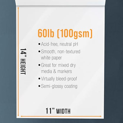 U.S. Art Supply 11’ x 14" Premium Manga Marker Paper Pad (2 Pack, 48 Sheets Total) - 60lb (100gsm) Drawing Sketchbook for Alcohol & Acrylic Paint Markers - size: 11" x 14"