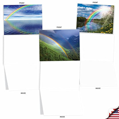 The Best Card Company - Box of 10 All Occasion Cards Blank (4 x 5.12 Inch) - Scenic Landscape Cards Assorted - Rainbow Bright M4963OCB-B1x10 - style: Rainbow Bright