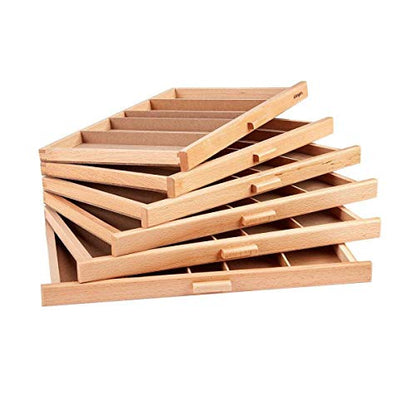 KINGART Wood 6-Drawer Artist SUPPLY STORAGE BOX, 15-3/4” W x 10” D x 6-1/2” H, Natural Finish, Storage for Art Materials including Paint Tubes, Pastels, Pencils, Markers, Brushes and more