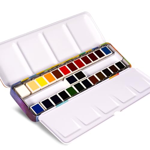 Paul Rubens Watercolor Paint Set, 24 Colors Solid Watercolor Paint, Easy To Blend And Diffuse Watercolor Palette, Compact And Portable Travel Watercolor Set Suitable For Beginners And Professionals - color: 24 Colors