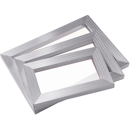 Screen Printing Kit, 3 PCS Aluminum Silk Screen Printing Frames, 5 Glitters and Screen Printing Squeegees and Transparency Films, 6x10/8x12/10x14inch 110 Count Mesh, for DIY T-Shirts Printing