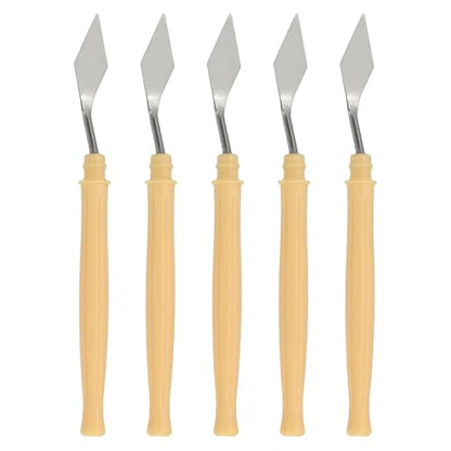 YOKIVE 5 Pcs Stainless Steel Palette Knife, NO.1 Professional Art Spatula Oil Painting Accessories Color Mixing Scraper with Plastic Handle, Great for Canvas Acrylic(Yellow, 5.71 -Inch) - style: NO.1