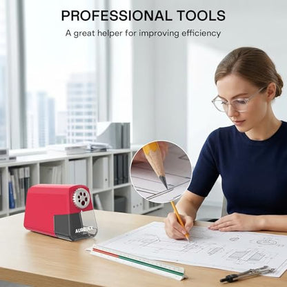 Heavy Duty Electric Pencil Sharpener-6-Hole for 6-12mm Pencils,Auto Start/Stop,Fast 4s Sharpening,Zinc Alloy Blade,10,000+ Sharpenings-Ideal for Classroom,Office & Art Use,Pink(S260) - color: Pink