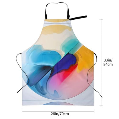 Round watercolor painting Heavy Duty Waterproof Apron with Pockets for AdultsResistant Grilling, Gardening, Painting - color: Round Watercolor Painting