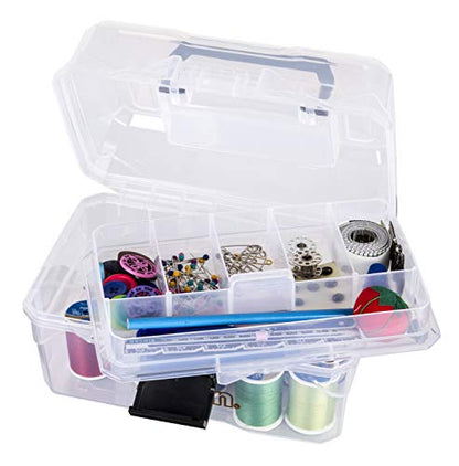 ArtBin 6890AG Small Project Box, Portable Art & Craft Organizer with Lift-Out Tray, [1] Plastic Storage Case, Clear - size: Small