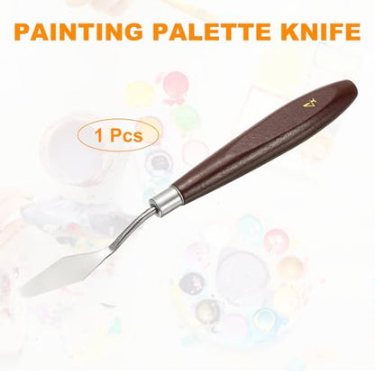 HARFINGTON Palette Knife Painting Tool 1.77 x 0.55 Stainless Steel Art Spatula Pallet Knives Scrapers Tools with Beech Wood Handle for Acrylic Oil Canvas Mixing Spreading, Red/Silver - size: 1.77" x 0.55"