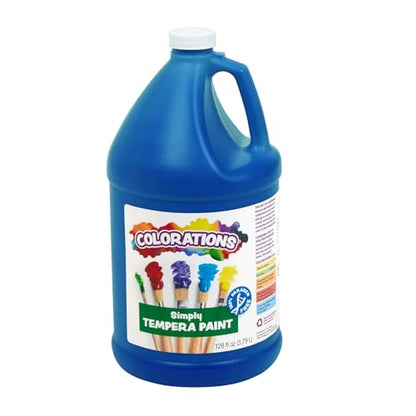 Colorations Paraben-Free Tempera Paint for Kids - 1 Gallon, Vibrant Blue. Non-Toxic and Made in the USA, Classroom Must Haves, Bulk Arts and Crafts Supplies - color: Blue