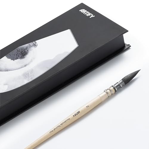 ARTIFY Professional Natural Squirrel Hair Quill Watercolour Brushes | Mop Round Fine Tip Watercolor Paint Brush for Large Strokes Smudging | Ideal for Watercolor and Gouache Painting (#2) - color: Size #2