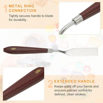 HARFINGTON 2pcs Palette Knife Painting Tool 2.95" x 0.79" Stainless Steel Art Spatula Pallet Knives Scrapers Tools with Plastic Handle for Acrylic Oil Canvas Mixing Spreading, Red/Silver - size: 2.95" x 0.79"
