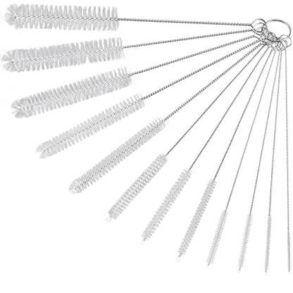Ixiaoyoo 12 Pcs Straw Cleaner Brushes Set, 8.2 Inch Nylon Cleaning Brush | White Tube Cleaner Brushes for Tumbler, Sippy Cup, Water Bottles, Hummingbird Feeders, Pipes, Sink Drain & Pet Waterers - color: 8.2 Inch White Cleaning Brushes