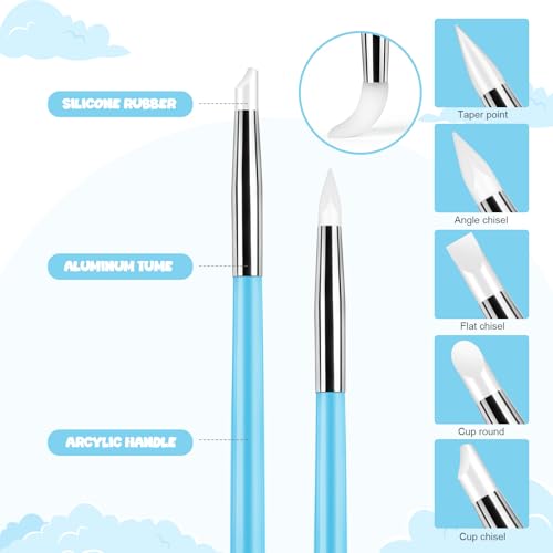 Ashmacdo 18 Pcs Silicone Clay Sculpting Tool,Ball Stylus Clay Tools,Modeling Dotting Tool for Pottery Craft,Rock, Nail, Blending, Drawing (Blue) - color: Blue