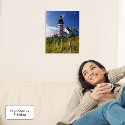 3dRose Maine, Lubec. West Quoddy Head Lighthouse - US20 BJA0007 - Jaynes Gallery Museum Grade Canvas Wrap 11x14 - size: 11"L x 14"W