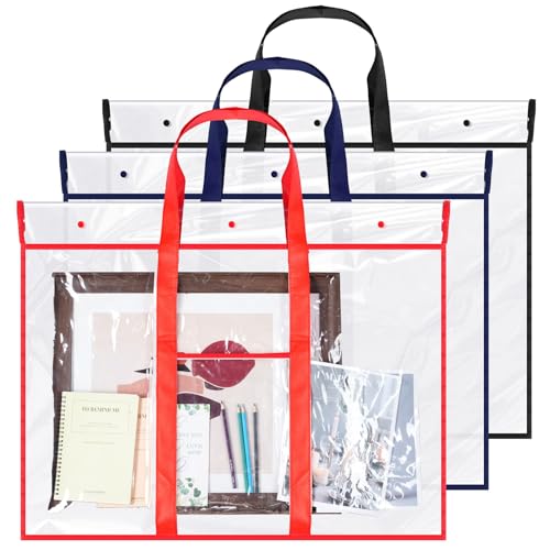 Huhumy 3 Pack Large Poster Storage Bag, Bulletin Board Holder Art Portfolio Case PVC Art Portfolio Container with Pocket for Teachers Classroom Organization(29 x 31) - color: Classic Color, size: 29 x 31"