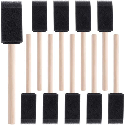 SmallCat 10 PCS Foam Paint Brushes, 0.98 Inch Foam Sponge Brushes for Varnishes, Reusable Sponge Brushes with Wood Handles for Painting, Staining, and DIY Crafts - Black - size: 1"(10pcs)