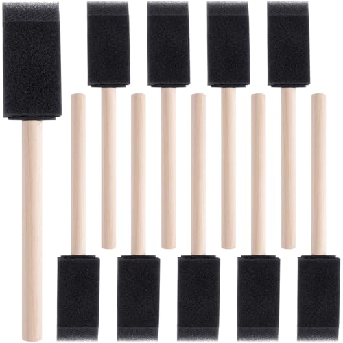 SmallCat 10 PCS Foam Paint Brushes, 0.98 Inch Foam Sponge Brushes for Varnishes, Reusable Sponge Brushes with Wood Handles for Painting, Staining, and DIY Crafts - Black - size: 1"(10pcs)