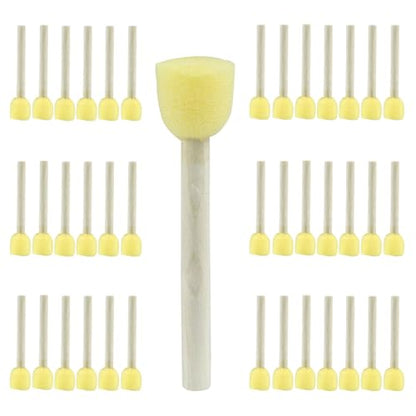 40 Pcs Round Sponge Brush Paint Set 20mm Foam Sponge Wood Handle Paint Brush Set for Painting Crafts, DIY Painting Tools(0.8 Inch) - style: 40 * 0.8Inch