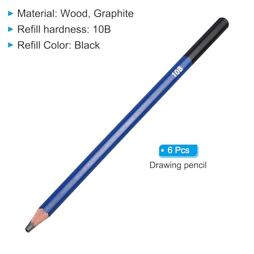 PATIKIL 10B Drawing Pencils for Sketching, 6PCS Sketch Pencils for Drawing Art Pencils Graphite Wood Pre-sharpened for Drawing Sketching Artists - size: 1 Count (Pack of 1), style: 10B