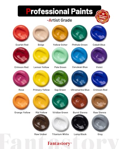 Fantastory Acrylic Paint Set 24 Tubes × 36 ml; Excellent Coverage, High Light Fastness, Waterproof Acrylic Paint, with Additional White & Gold, for Canvas, Wood, Ceramics, Models, Artists - style: 24 Colors