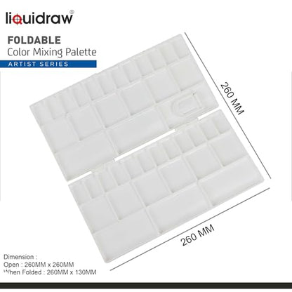 Liquidraw Plastic Paint Palette - 41 Well | Large Folding Mixing & Painting Palette | Thumb Hole for Holding | Suitable for Acrylic, Oil & Watercolor | for Professional Artists, Students & Kids