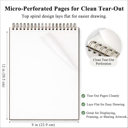 9"X12" Sketch Book Bulk, Top Spiral Bound Sketch Pad, 3 Pack 100 Sheets Each (68lb/100gsm), Acid Free Art Sketchbook Artistic Drawing Painting Writing Paper for Kids Adults Beginners Artists - color: Brown, size: 9" x 12" (Pack of 3)