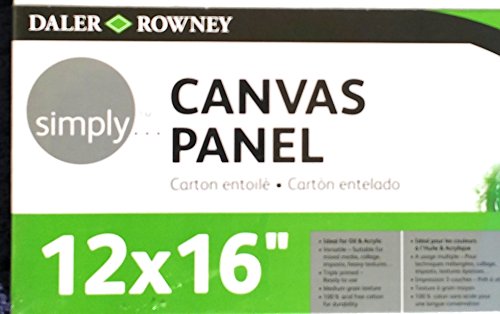 Daler-Rowney Simply Canvas Panel, 12x16 inches, 3 Pack - Artist Canvas for Oil, Acrylic, Pouring & Mixed Media - 100% Cotton, Triple Primed