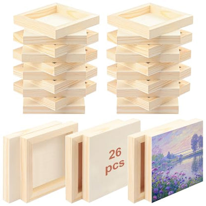 26 Pack 5 x 5 Inch Wood Panels, 5 inch Square Wooden Canvas Boards for Crafts, Painting, and DIY Art Projects - size: 26 Pack 5 x 5 Inch