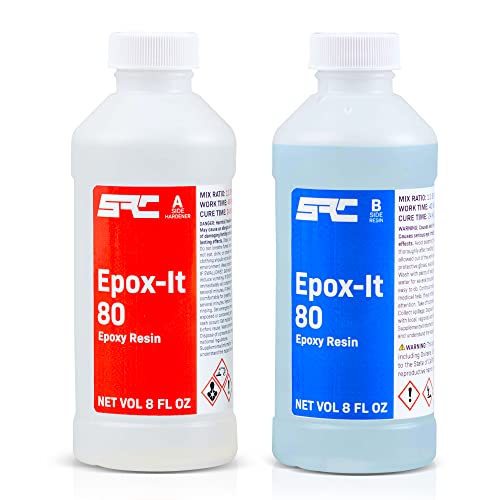 SPRESIN Epox-It 80 Clear Epoxy Resin Kit 16 Oz (8 Oz Part A + 8 Oz Part B) for Beginners and Experts, Epoxy Coating, Bar Top, Countertop, Tabletop, Crystal Clear Formula, Jewelry Art, Laminating - size: 16 oz