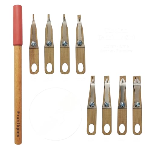 Tibetan Bamboo Calligraphy Nib Set – 8 Interchangeable Bamboo Nibs with Pen Holder – Uchen, Ume, Gothic, Fracture Writing