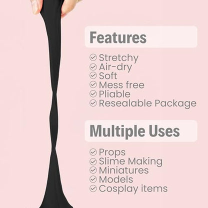 BOHS Black Modeling Foam Clay - 1.1 Lbs, Air Dry,Crack-Free,Non-staining -for Figures & Sculptures,Cosplay, Kids Education, Slime Add-ins, 500g - color: Black, size: 500 g