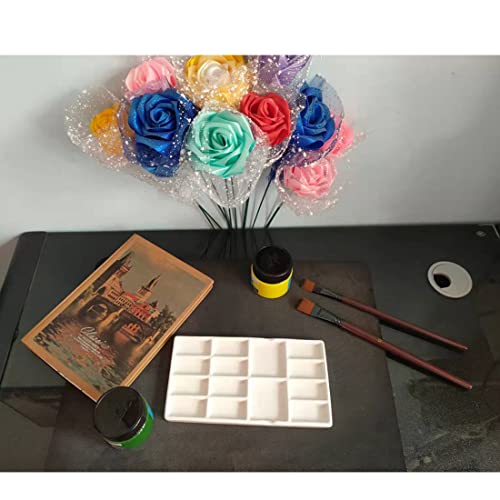 14 Wells Ceramic Artist Paint Palette - 8 Inch Porcelain Watercolor Painting Palette Ceramic Mixing Tray for Painters - color: 14 Well Ceramic Palette