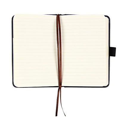 newestor (2-Pack Pocket Notebook 3.5" x 5.5", Small Hardcover Journal with Pen Holder, Inner Pockets, 100gsm Thick Ruled/Lined Paper, Black