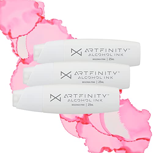 Artfinity Alcohol Inks 3 Pack - Vibrant, Professional, Dye-Based Alcohol Inks for Artfinity Alcohol Markers, Artists, Drawing, & More! - Begonia Pink RV3-15 - color: Begonia Pink Rv3-15