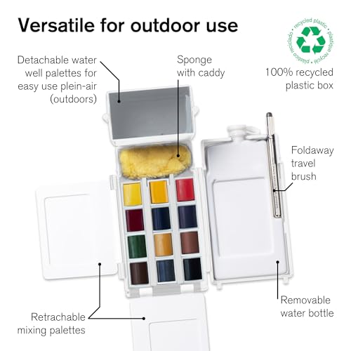 Winsor & Newton Professional Watercolor Paint Set, Compact Set, 12 Half Pan and Accessories - style: Compact Set 12 Half Pan & Accessories