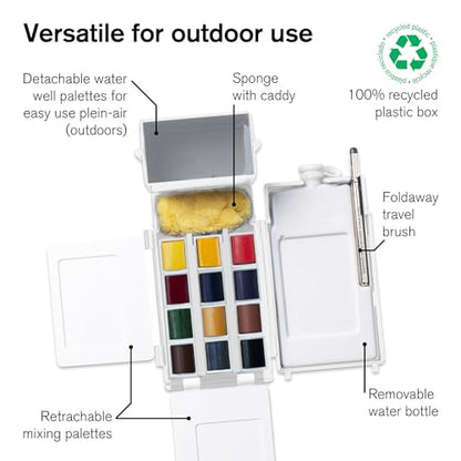 Winsor & Newton Professional Watercolor Paint Set, Compact Set, 12 Half Pan and Accessories - style: Compact Set 12 Half Pan & Accessories