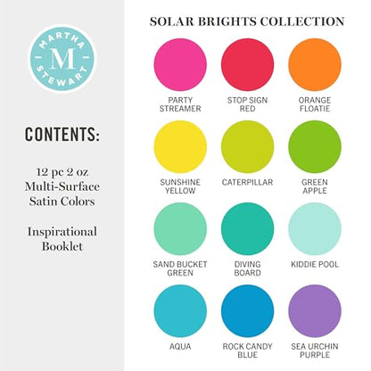 Martha Stewart, Multi-Surface Satin 12 pc Paint Set, Solar Brights - color: Solar Brights