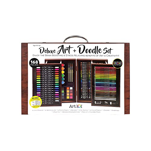 Art 101 Deluxe Art and Doodle Art Set, Assorted Colors, 168 Pieces (53168)