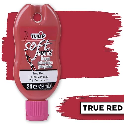 Tulip Soft Fabric Paint, Washable, Stays Soft and Flexible, Permanent Paint, for Light and Dark Fabrics, 2 fl oz, True Red - color: True Red