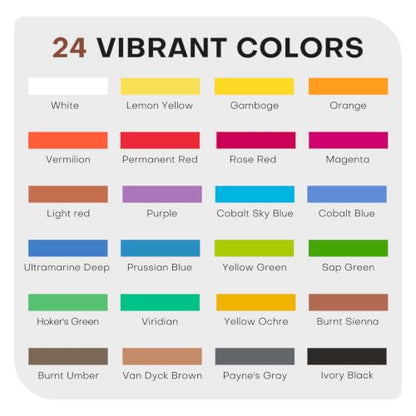 Fuumuui 24-Color Watercolor Paint Refill Set – Opaque Semi-Solid Pigments, Compatible with Travel Sketchbook, Ideal for Artists & Beginners Plein Air & Studio Sketching - style: Refill Paint-Medium