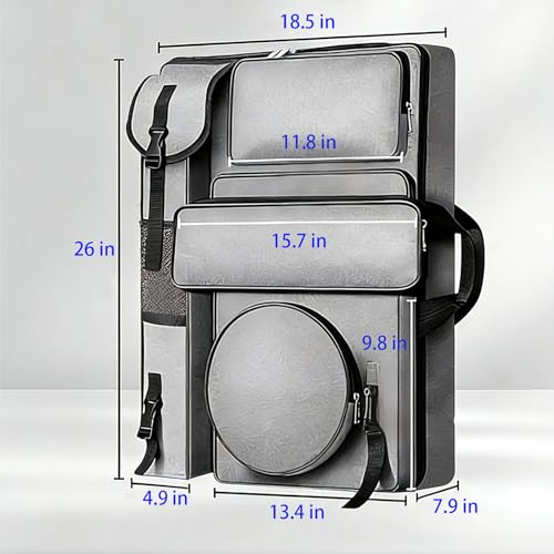 26x18.5 Inch,Artist Backpack for Sketching, Oil Painting - color: Grey